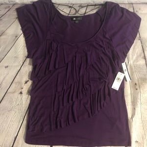 NWT AB Studio - Scoop Neck Layered Deep Purple Shirt - Size L